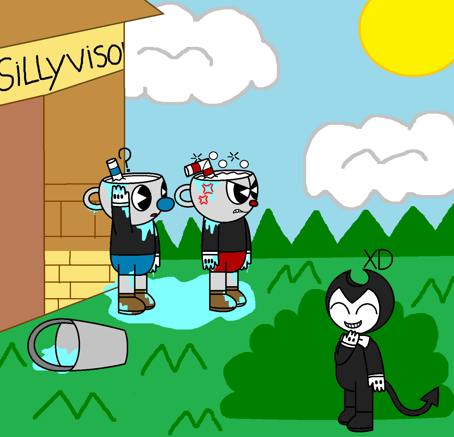 cuphead and mugman pranked by bendy by pokemonlpsfan 