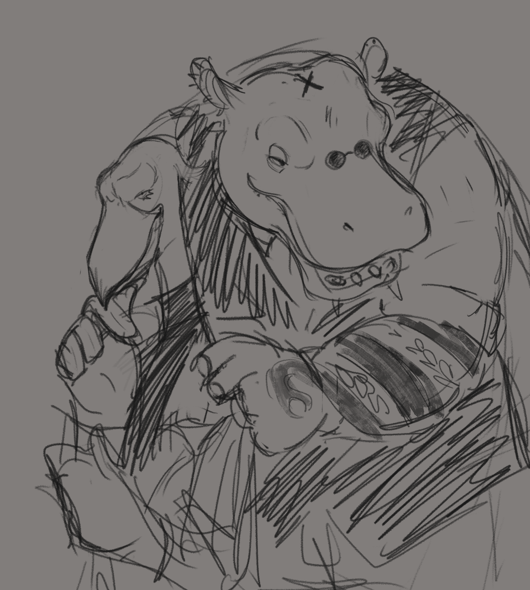 shoebill n hippo oc by equz - Buzzly.art